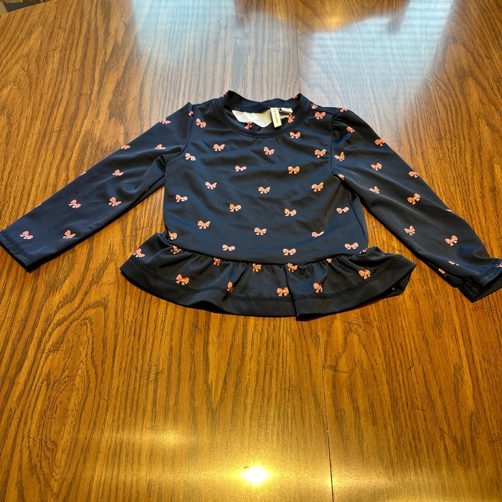 Janie and Jack 18-24 month Navy and Red Bow Swim shirt